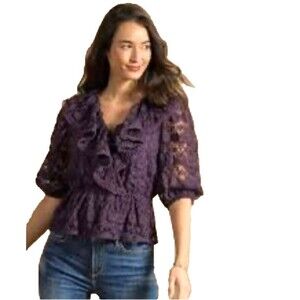 Sundance Marie Oliver Women’s Georgia Plum Lace Blouse Top size L NWT Whimsygoth